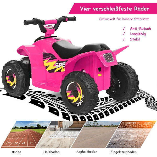 Barnvagn Mini Electric Quad 6V Batteridriven Quad 2,8-4,6km/h Rosa