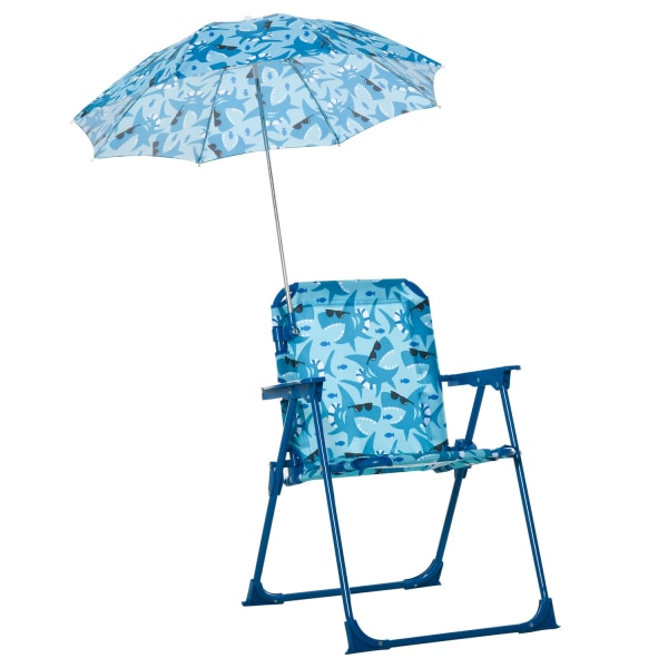 Børnecampingstol Foldelig Strandstol Med Parasol Letvægts I 1-3 År Blå 39X39X52Cm