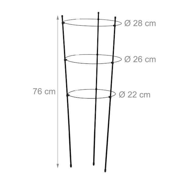 Kasvituki 76 cm musta, sarja 2 kpl