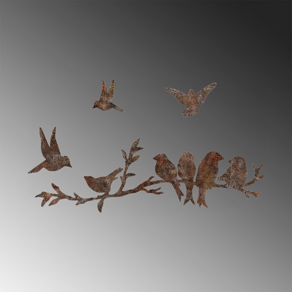Dekorativt metallväggstillbehör Rusty Birds 2