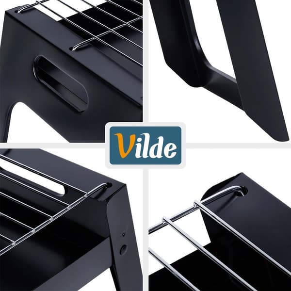Bærbar kulgrill, foldbar stål, 46x22x22 cm