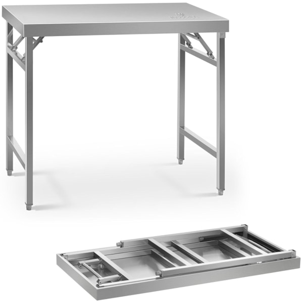 Spisebord i rustfrit stål, foldbart, 100 x 60 cm