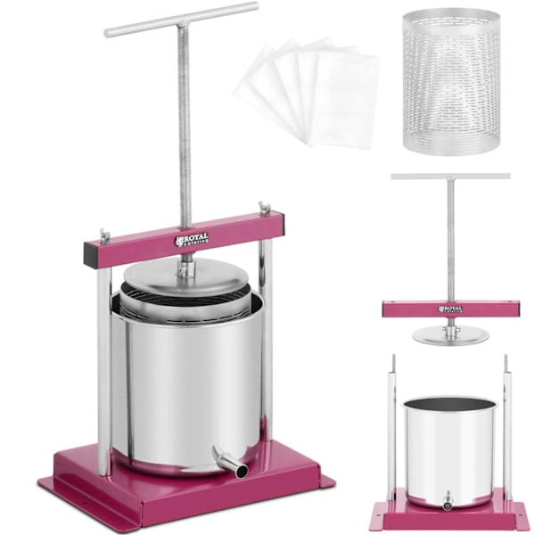 Manuel frugtsaftpresser, vinpresser, 5 l + 5 poser