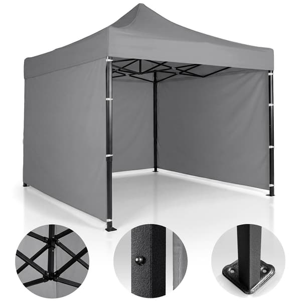 Puutarhapaviljonkiteltta, 3x3m, harmaa, vedenpitävä, 3 seinää