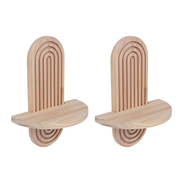 Boho flytande vägghyllor, set med 2 delar, furu
