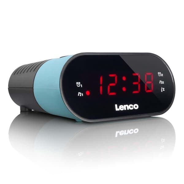 FM-clockradio med dobbelt alarm, LED-display, blå
