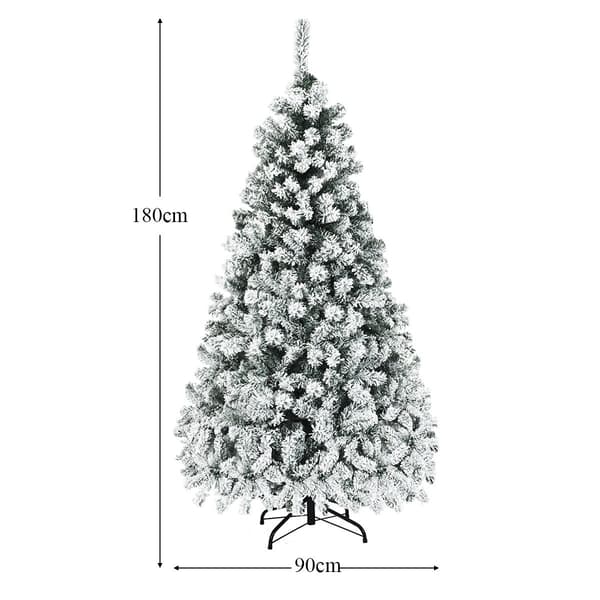 180 cm kunstigt juletræ med sne, LED lys