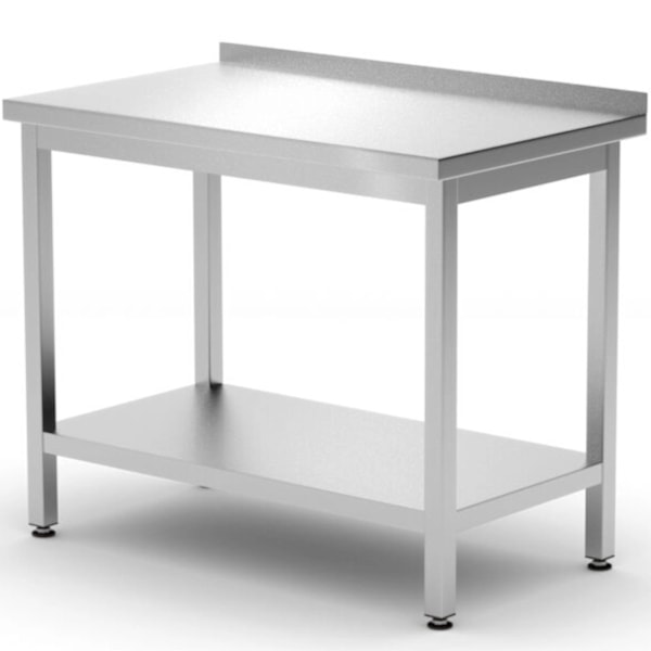 Bord, væghængt bordplade med hyldekant Budget Line STÅL 800 x 600 x 850 mm - Hendi 817261