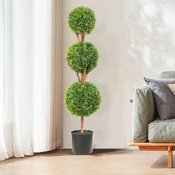Konstgjorda buxbomträd, 122 cm, set om 2
