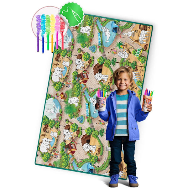 Farvemåtte til børn, rullebar 200 x 120 x 0,3 cm - Ricokids RK-343