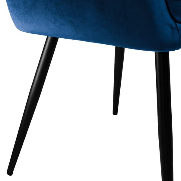 Matstol i sammet, quiltad, blå, metallben