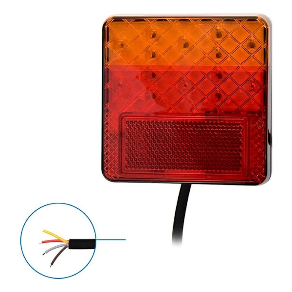 Baglygte 12/24V 4 funktioner 100x100mm LED