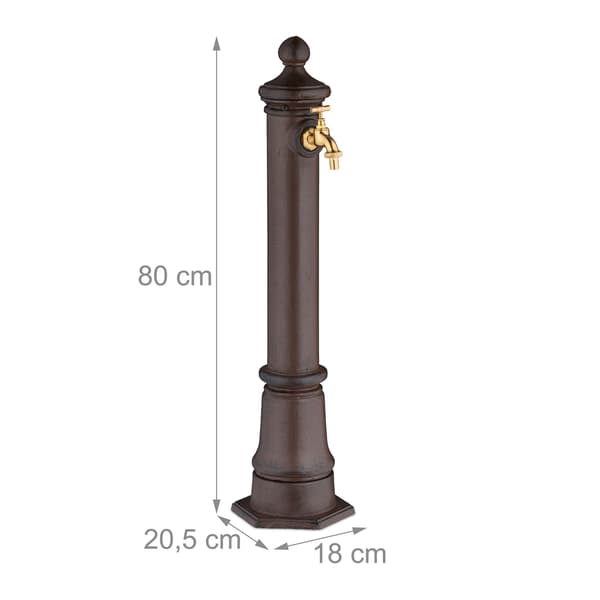 Antik metalhavefontæne med hane, 80 cm