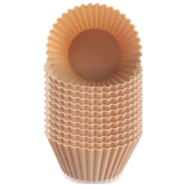 Silikone muffinforme, beige, 5,5 cm, sæt med 12