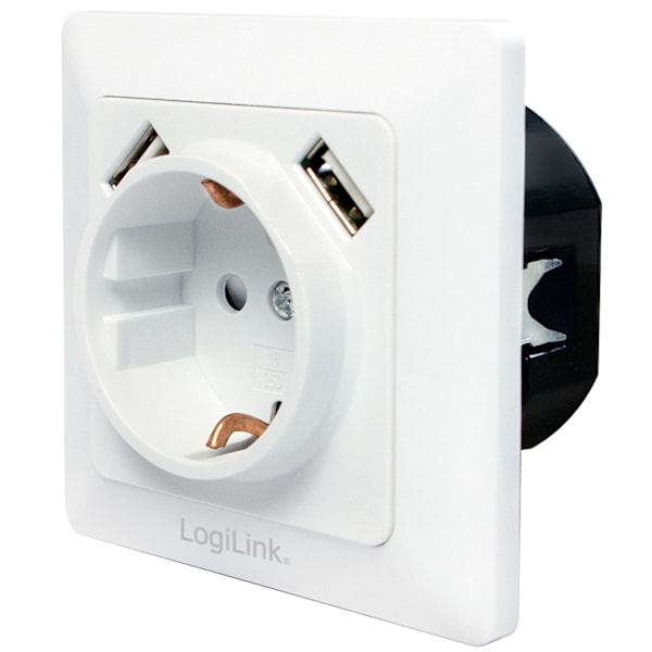 Vägguttag 230V med 2xUSB 2,1A