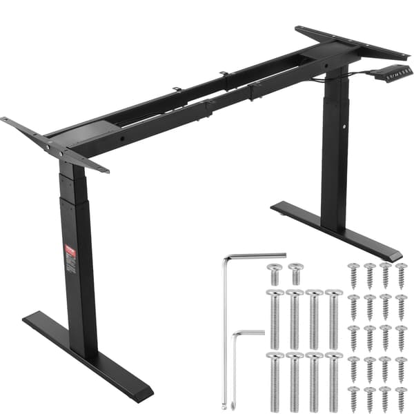 Elektrisk ståbordsram, dubbelmotor, 65-129 cm, svart
