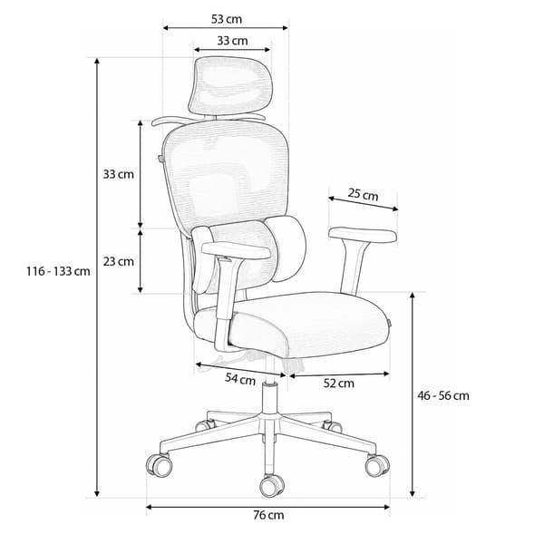 Ergonomisk kontorstol med åndbart net og justerbare funktioner