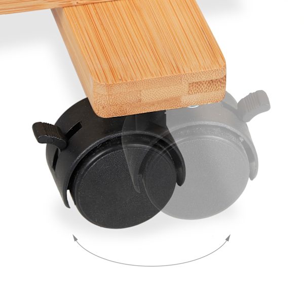Pyörillä varustettu bambuhylly kasveille