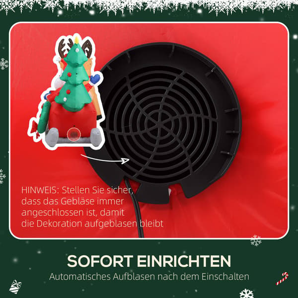 Oppustelig julemandsslæde med LED-lys, polyester