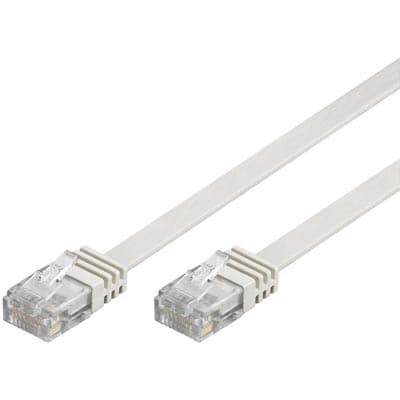 Verkkokaapeli UTP Cat6 patch-kaapeli 1m, valkoinen, litteä