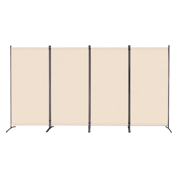 Rumsavdelare, vikbar skärm med 4 paneler, beige
