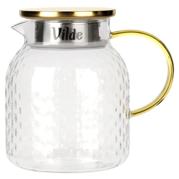 Glaskanna med lock och sil, 1,1 liters kapacitet