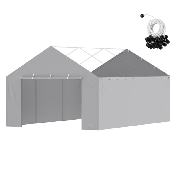 Carportväggskydd 3,7x6,7 m, vattentätt UV-skydd, grå
