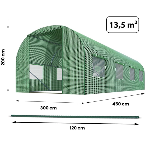 Trädgårdstunnel 3 x 4,5 m (13,5 m2) Plonos