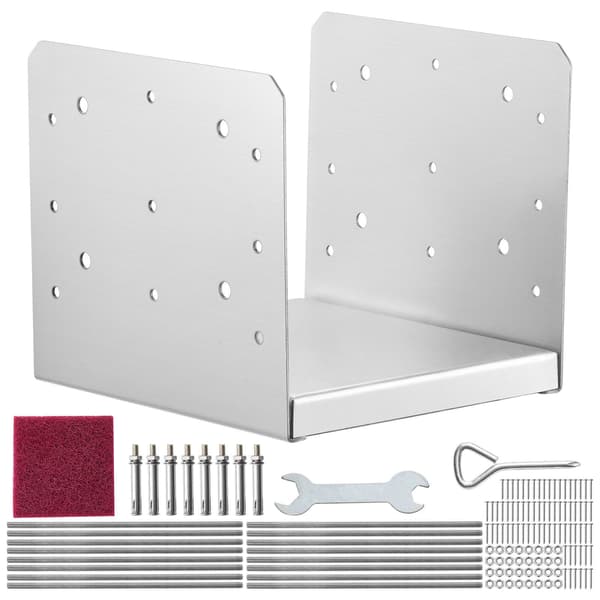 Justerbar stolpbas i rostfritt stål 8x8, 4-pack