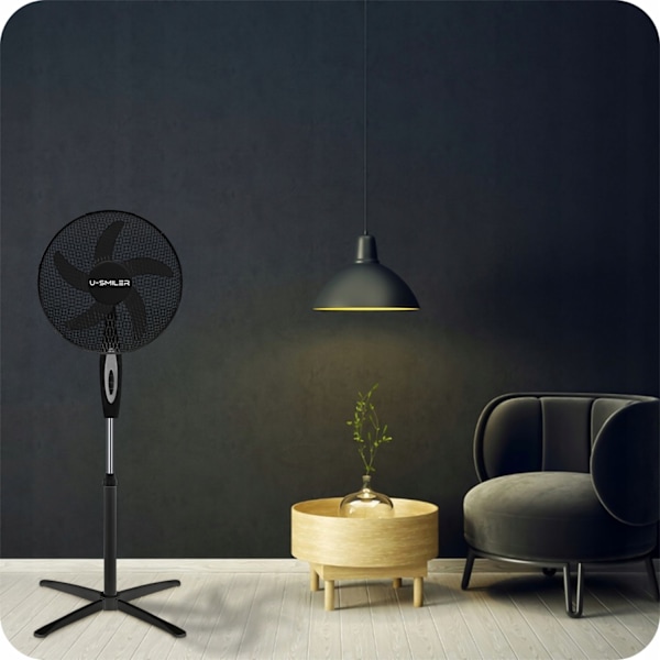 Golvfläkt med 3 hastigheter, tyst, 90° oscillation