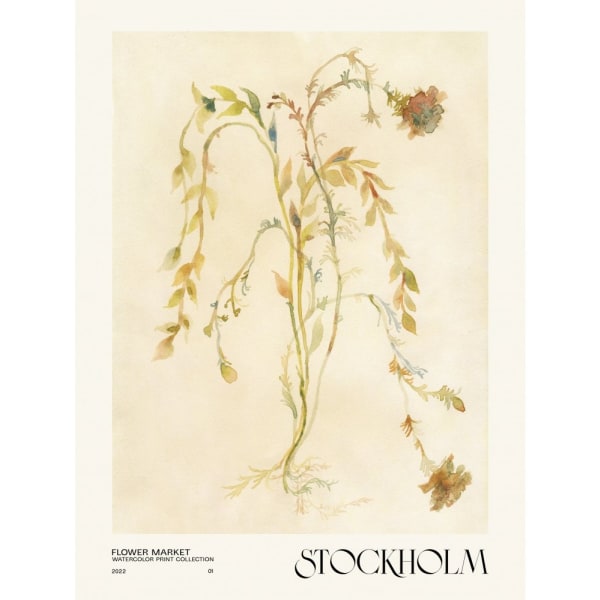 Watercolor Print Collection. Flower Market - Stockholm - 21x30 c