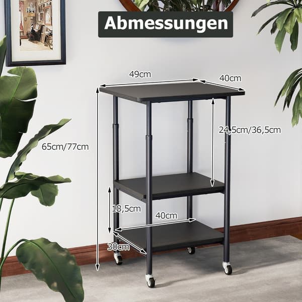 Justerbar 3-lags printerstander med hylder og hjul