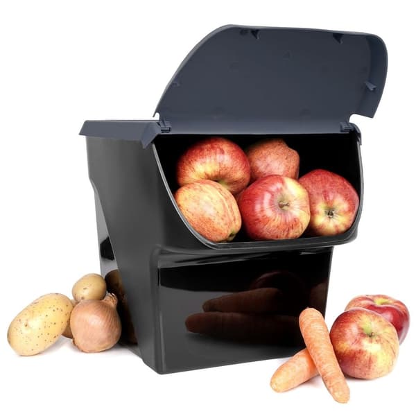 Plastbehållare med öppningsbart lock för frukt och grönsaker