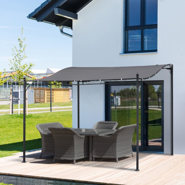 Pergola Garden Gazebo Huvimaja Katos Teltta Metalli Harmaa 297X2