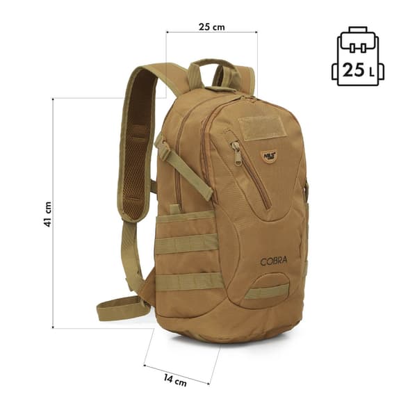 Taktisk ryggsäck, sand, 25L kapacitet