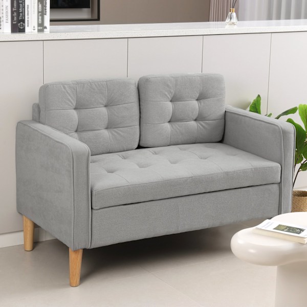 2 pers. sofa, sofa med opbevaringsplads, polstret sofa, dobbelt sofa med fløjlslook til stue, soveværelse, 117x 62 x 78 cm