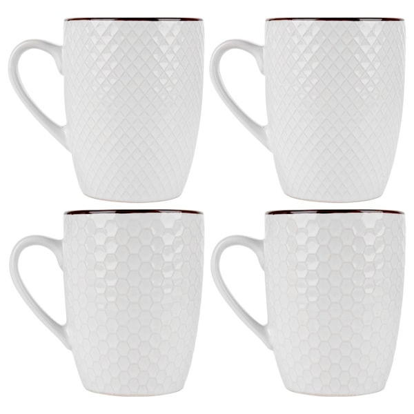 Keraamiset mukit valkoiset 400 ml 4 kpl.