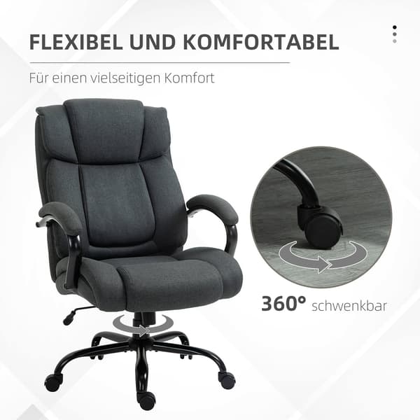 Ergonomisk kontorstol, drejelig, polstrede arme, kapacitet 220 kg, grå