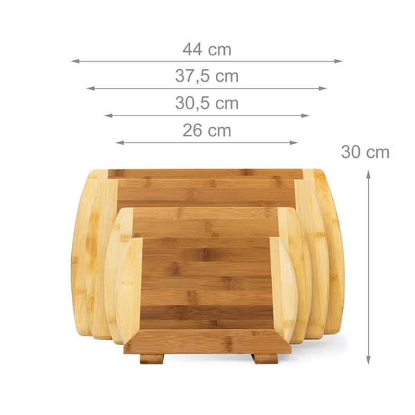 Bambu skärbrädor, set om 4 med hållare