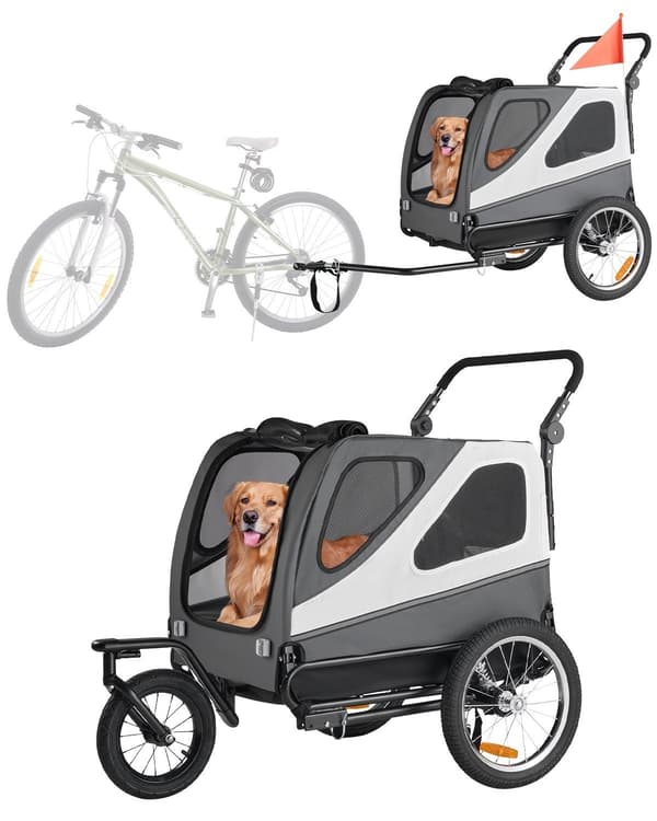 Hundecykeltrailer og klapvogn, 45 kg kapacitet