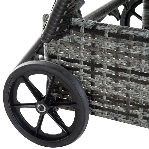 Solstol Trädgård Solstol Bord Set Med 3 Trädgårdsmöbler, Polyrattan + Metallgrå