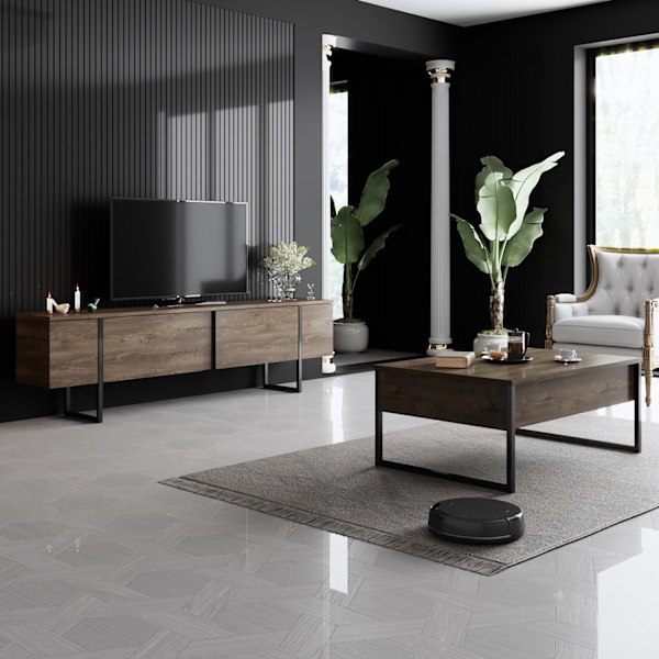 Sofabord Luxe - Valnød, Sort