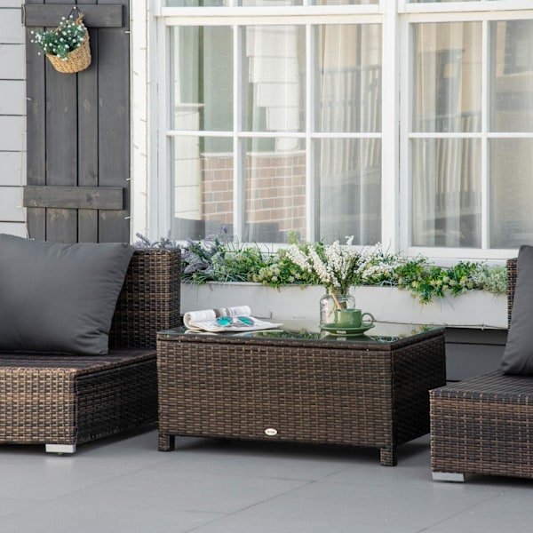 Garden Sidebord Sofabord Fremstillet Af Polyrattan, Vejrbestandig, Brun, 85X50X39Cm
