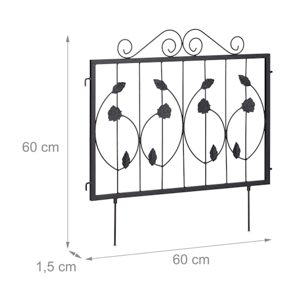 4-delt blomsterbedshegn i metal