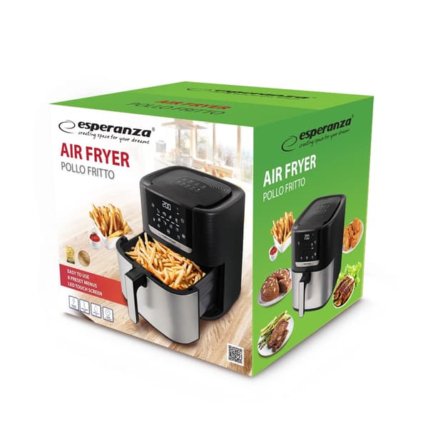 8L oliefri airfryer, 8 programmer, optøning, timer