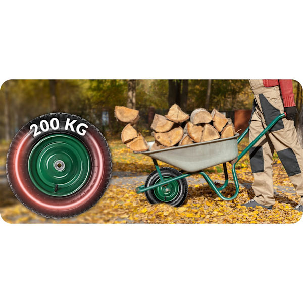 Trillebørhjul 4,80/4,00-8, holdbart, 200 kg belastning