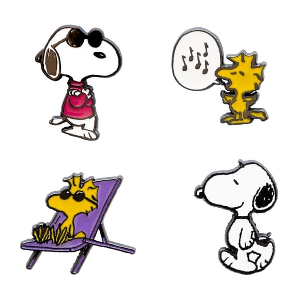 Snoopy 4-stiftsset för samlare, emalj, tecknad design