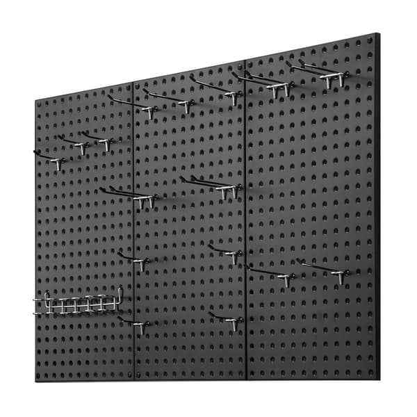 Hulplader i metal, 3 stk., 61 x 30,5 cm, bæreevne 60 kg, sort