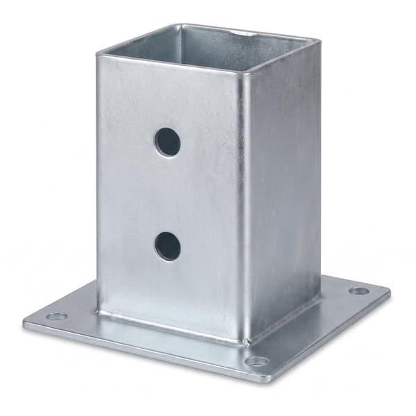 Stolpstöd i galvaniserat stål, 4-pack – silver, 90x150 mm