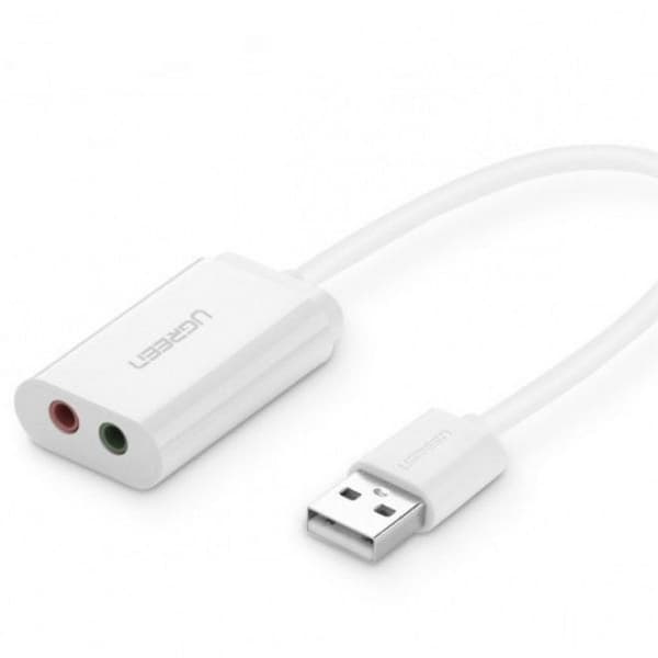 Ugreen USB-A externt ljudkort musikadapter - vit